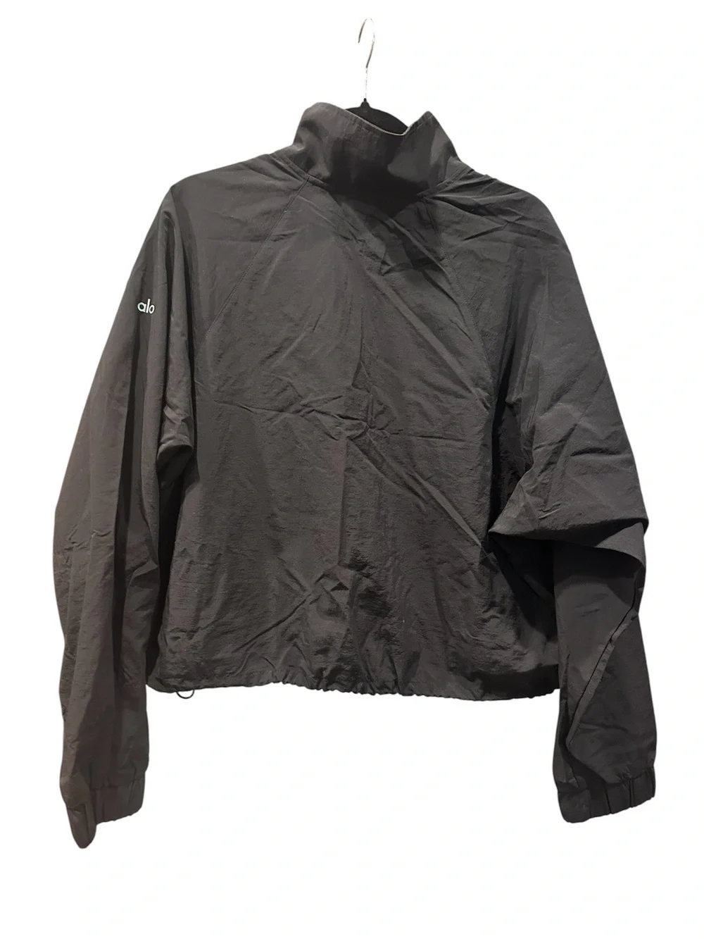 ALO Yoga Cropped 1/4 Zip Alumni Pullover Size Large Black NWOT